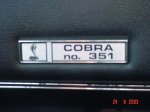 Cobra 351 - The Numbered Glove Box Plaque